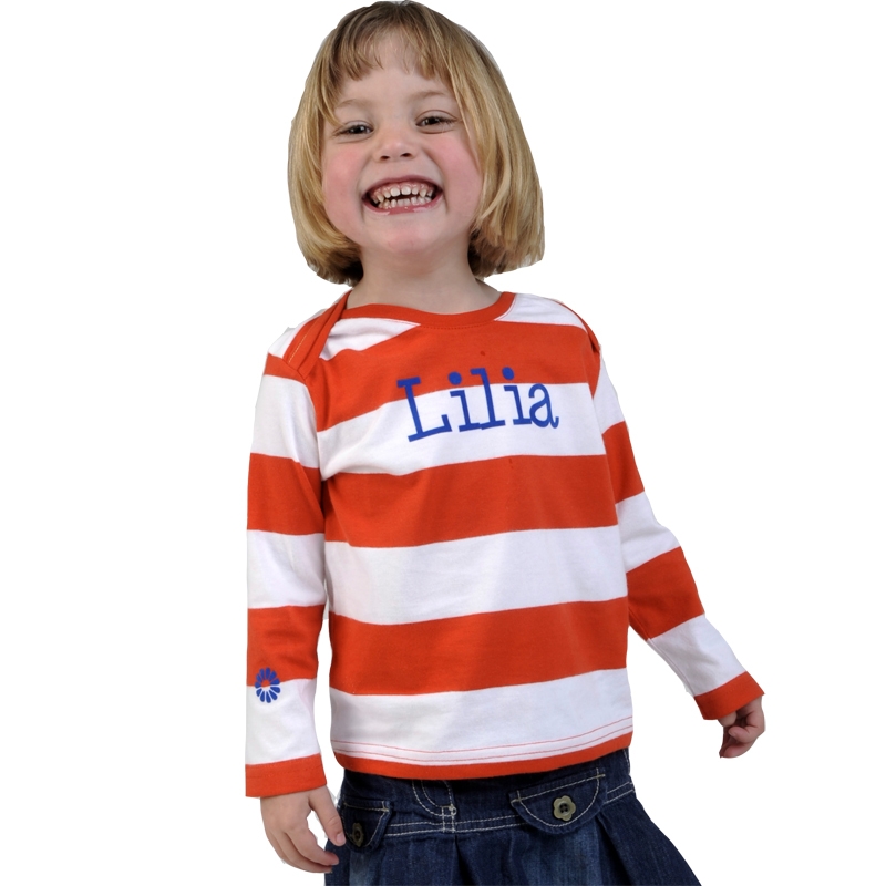 Personalised tshirt long sleeve red girl model 2 Personalised Kids Tshirt Long Sleeved